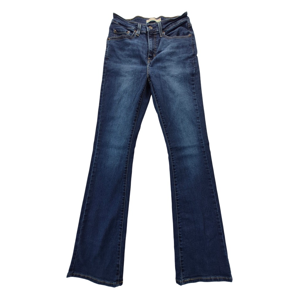 Levis 725 High Rise Bootcut Jeans Dark Wash Indigo Stretch Denim W27 L32